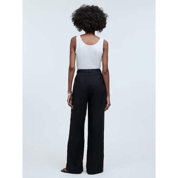 MADEWELL The Harlow Wide-Leg Pant in 100% Linen Black NWT - Picture 3 of 11